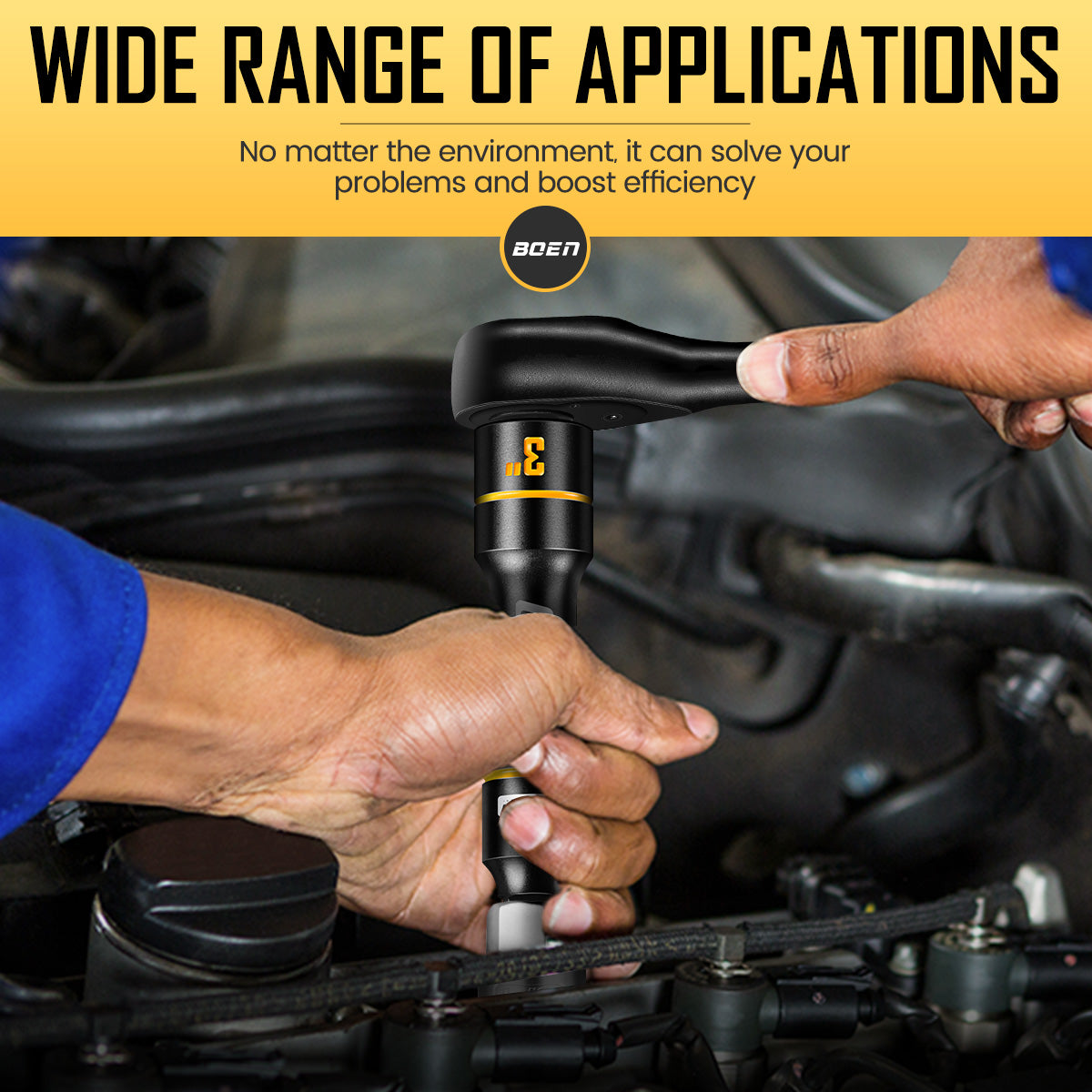 BOEN Magnetic Socket Extension, 3/8" Drive Magnetic Socket Adapters for Keep Bolts, CR-MO Steel Extension Bars with Magnetic Tips