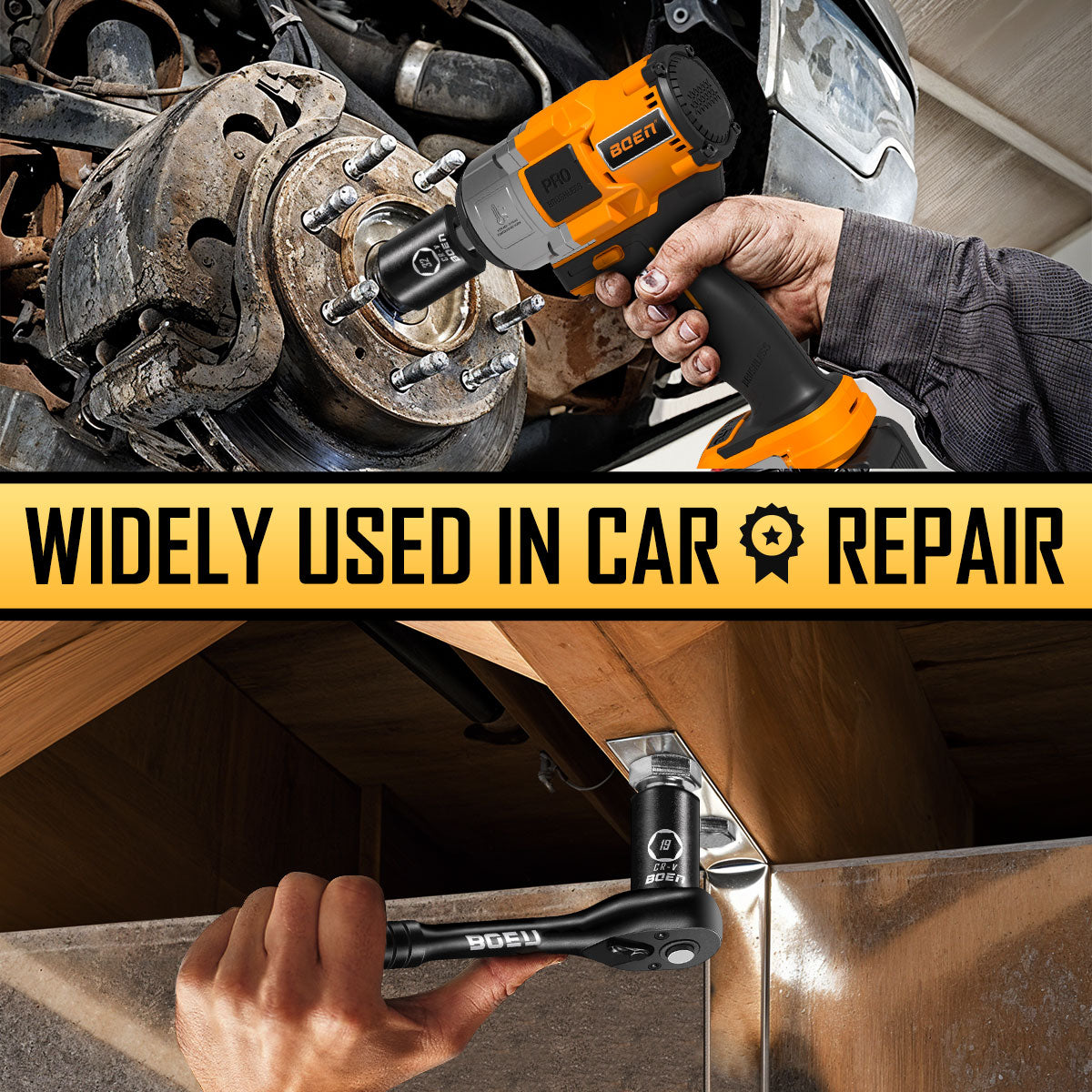 boen 8mm-32mm 1/2” Drive Metric Socket Set, Impact Shallow Socket, 6 Point Lug Nut Socket for Auto Repair with Portable Case, CR-V Steel, 29PCS