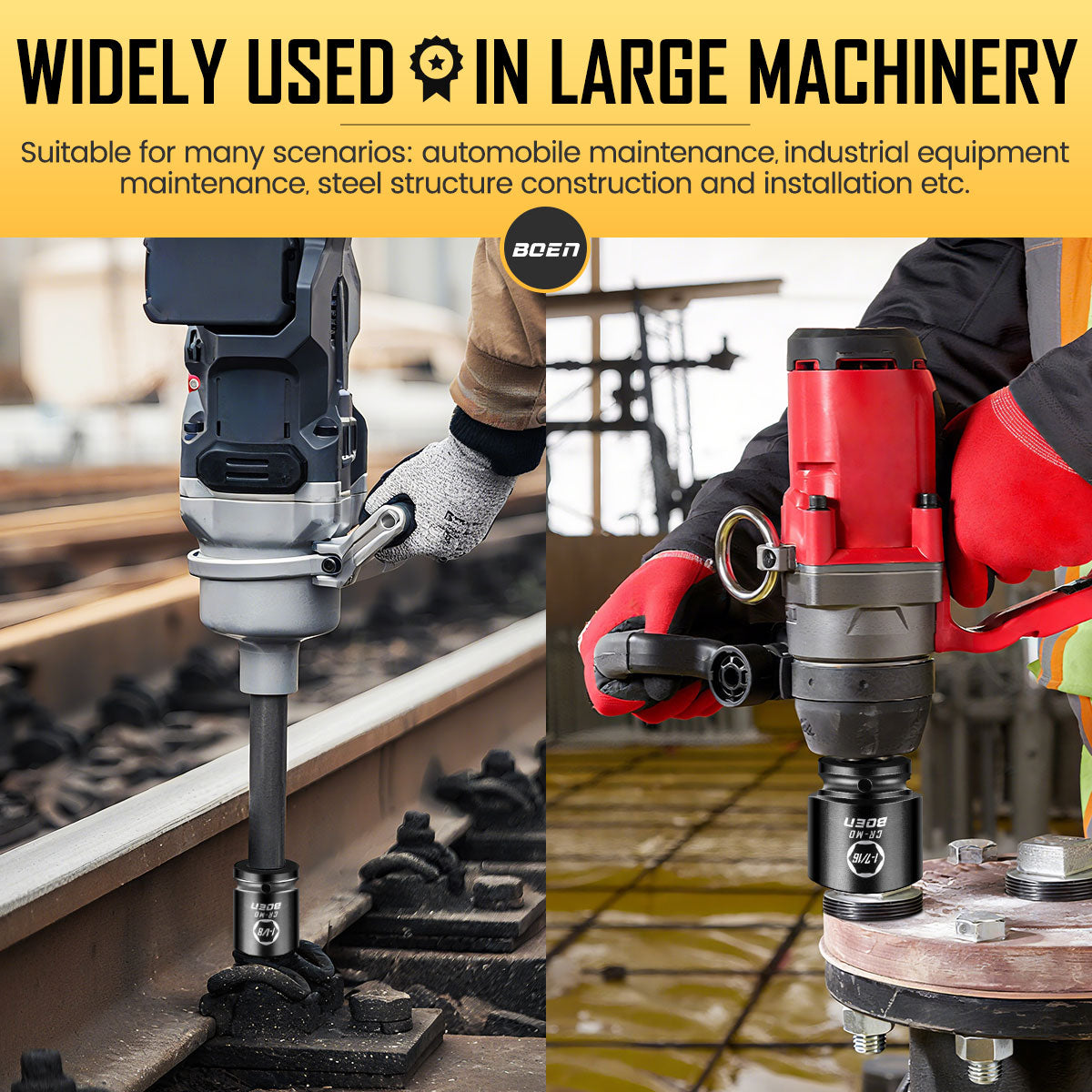 Boen 3/4" Drive SAE Impact Socket Set, 3/4 inch - 2-1/2 inch Large Sockets, 6-Point Sockets, Rugged Construction, CR-MO, Standard Socket Set, 29PCS with Storage Case