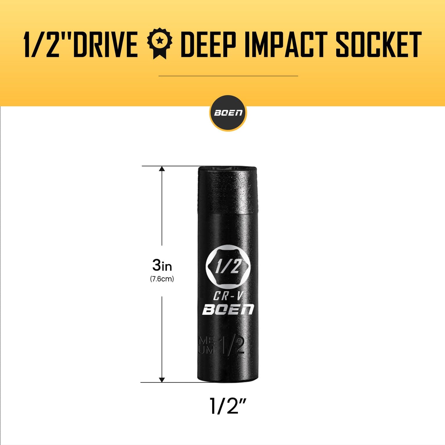 BOEN Tools 1/2" Dr 1/2 Inch SAE Deep Sockets-Detail-02