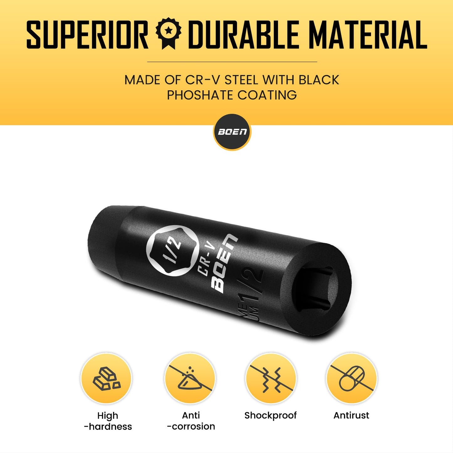 BOEN Tools 1/2" Dr 1/2 Inch SAE Deep Sockets-Detail-04