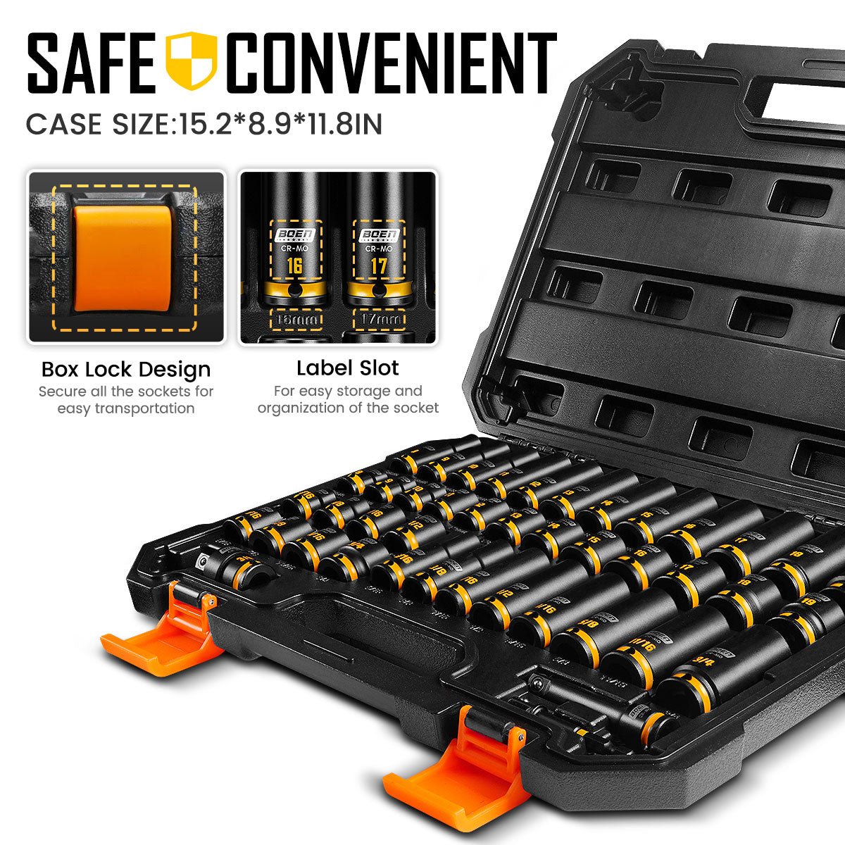 BOEN Pro 3/8" Drive Impact Socket Set 43 - Piece - BOEN
