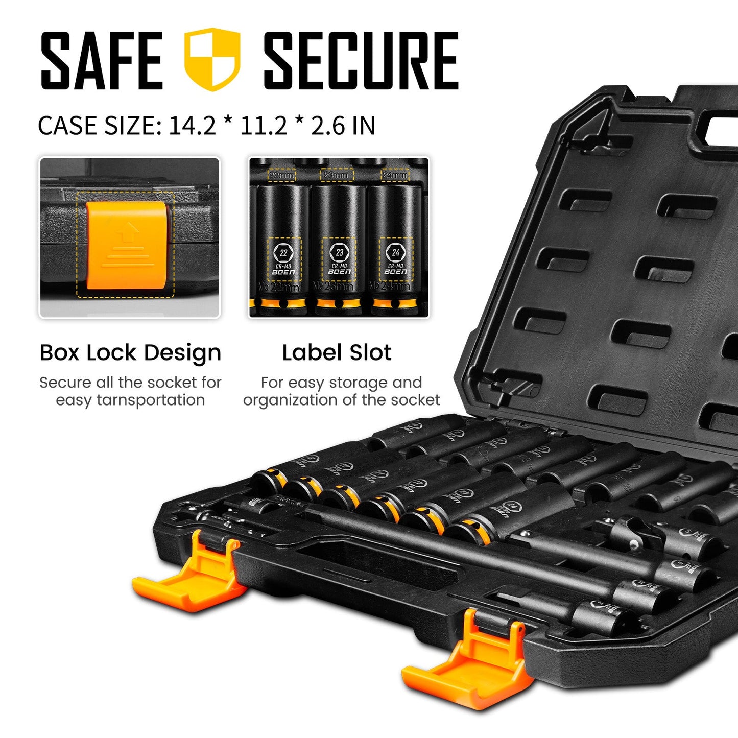 BOEN Pro21 - Piece 1/2" Drive Metric Deep Impact Socket Set - BOEN