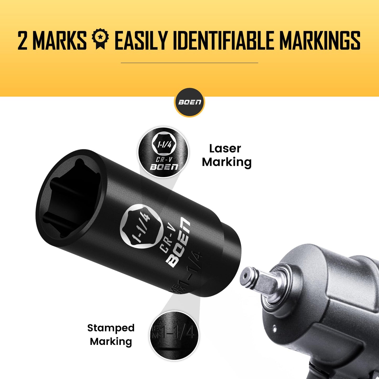 BOEN Tools 1/2" Dr 1-1/4 Inch SAE Deep Sockets - BOEN