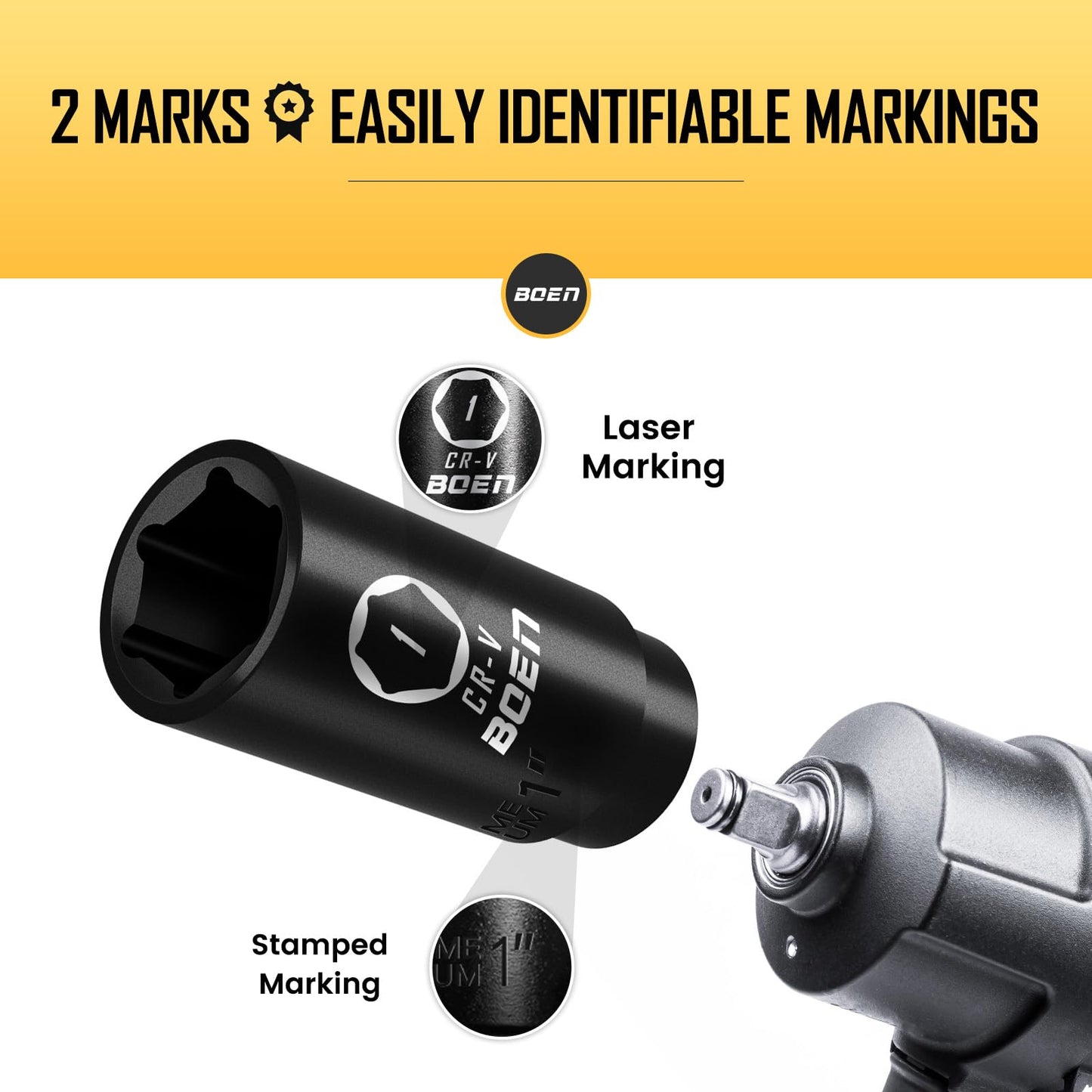 BOEN Tools 1/2" Dr 1inch SAE Deep Sockets - BOEN