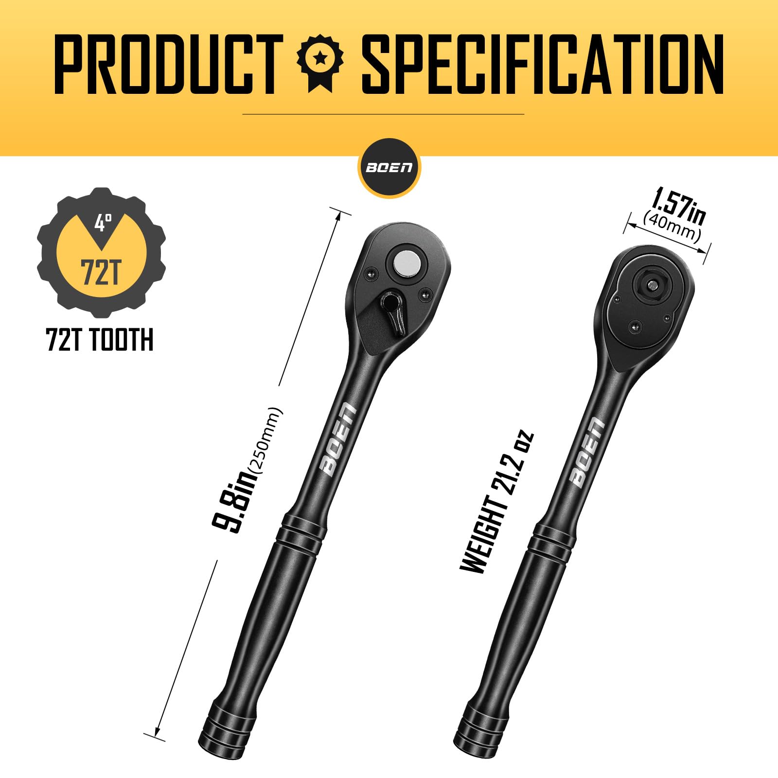 BOENTools 1/2" 72-Tooth Chrome Alloy Ratchet Torque Wrench - BOEN