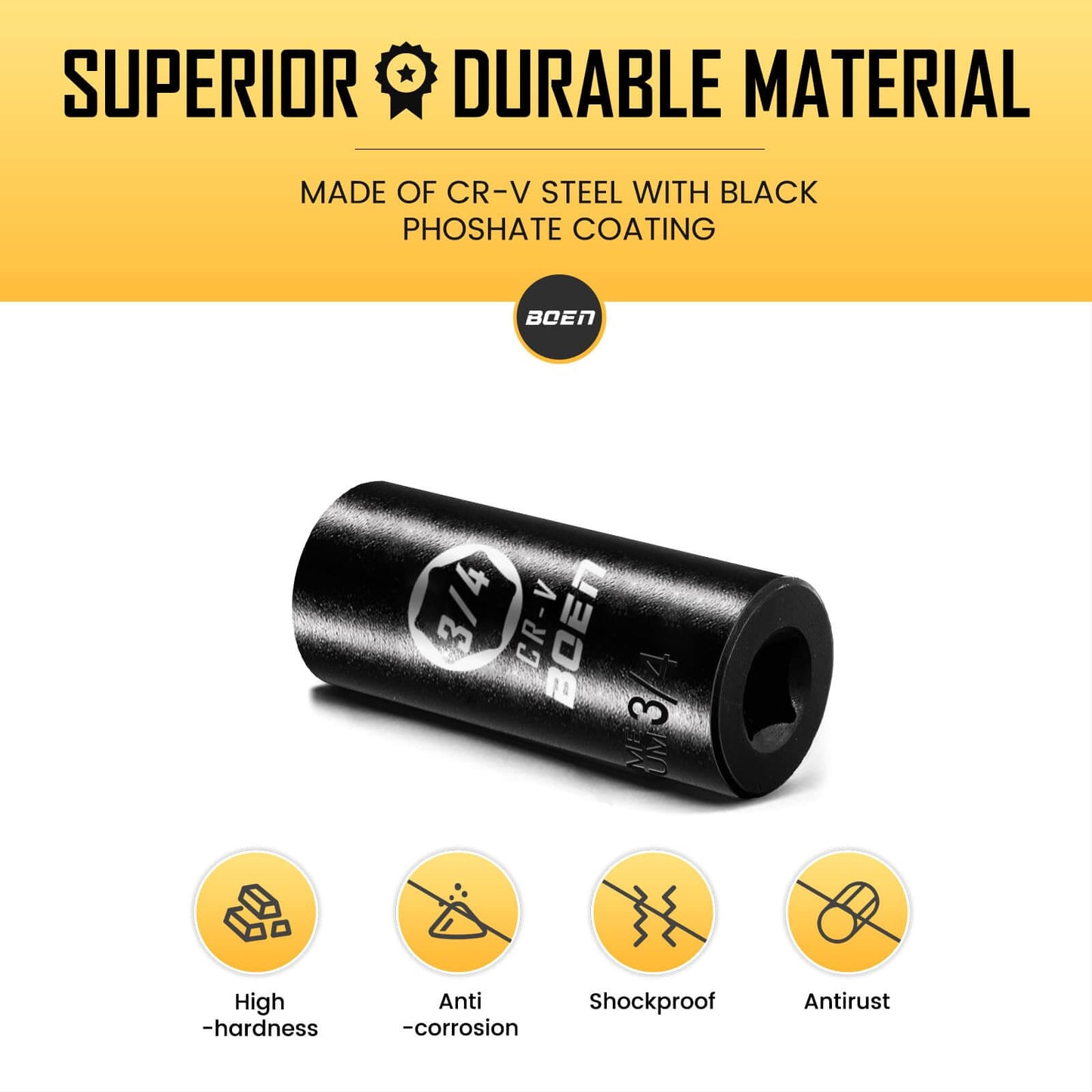 BOENTools 1/2" Drive Premium Impact Sockets-3/4 Inch - BOEN
