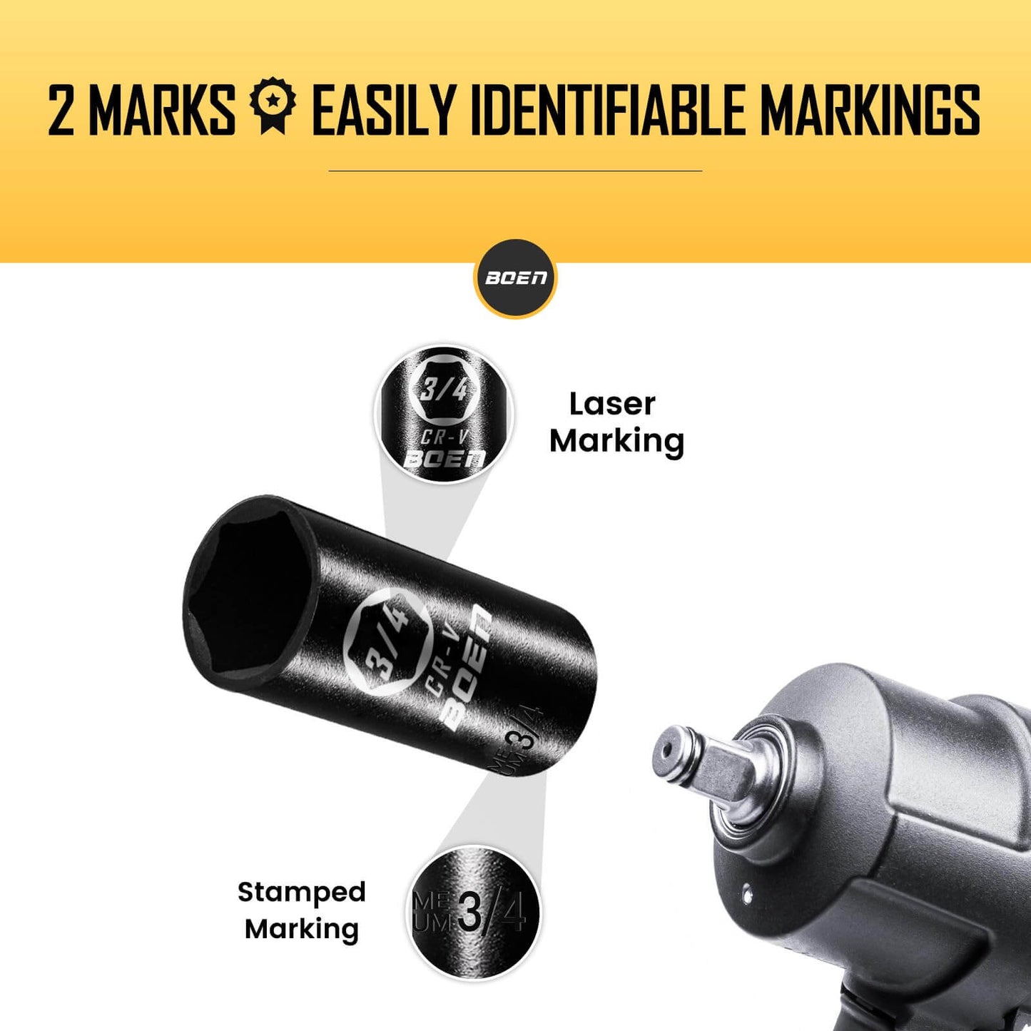 BOENTools 1/2" Drive Premium Impact Sockets-3/4 Inch - BOEN