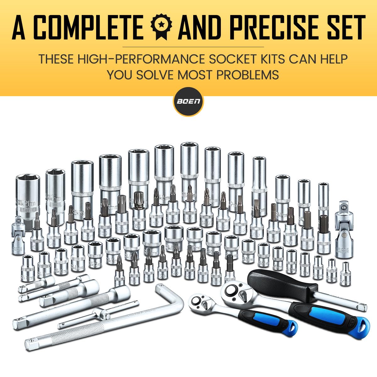 BOENTools 1/4" & 3/8" Drive Metric Wrench Socket Set 69Pcs - BOEN