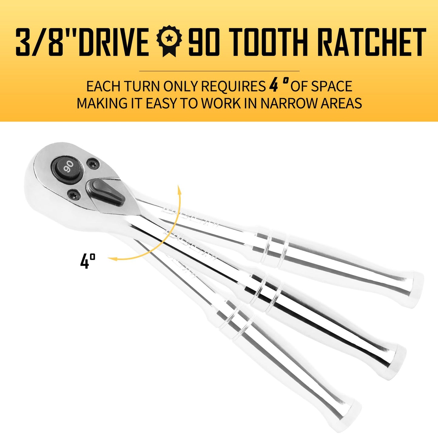 BoenTools 3/8" Drive 90-Tooth Ratchet Wrench - BOEN