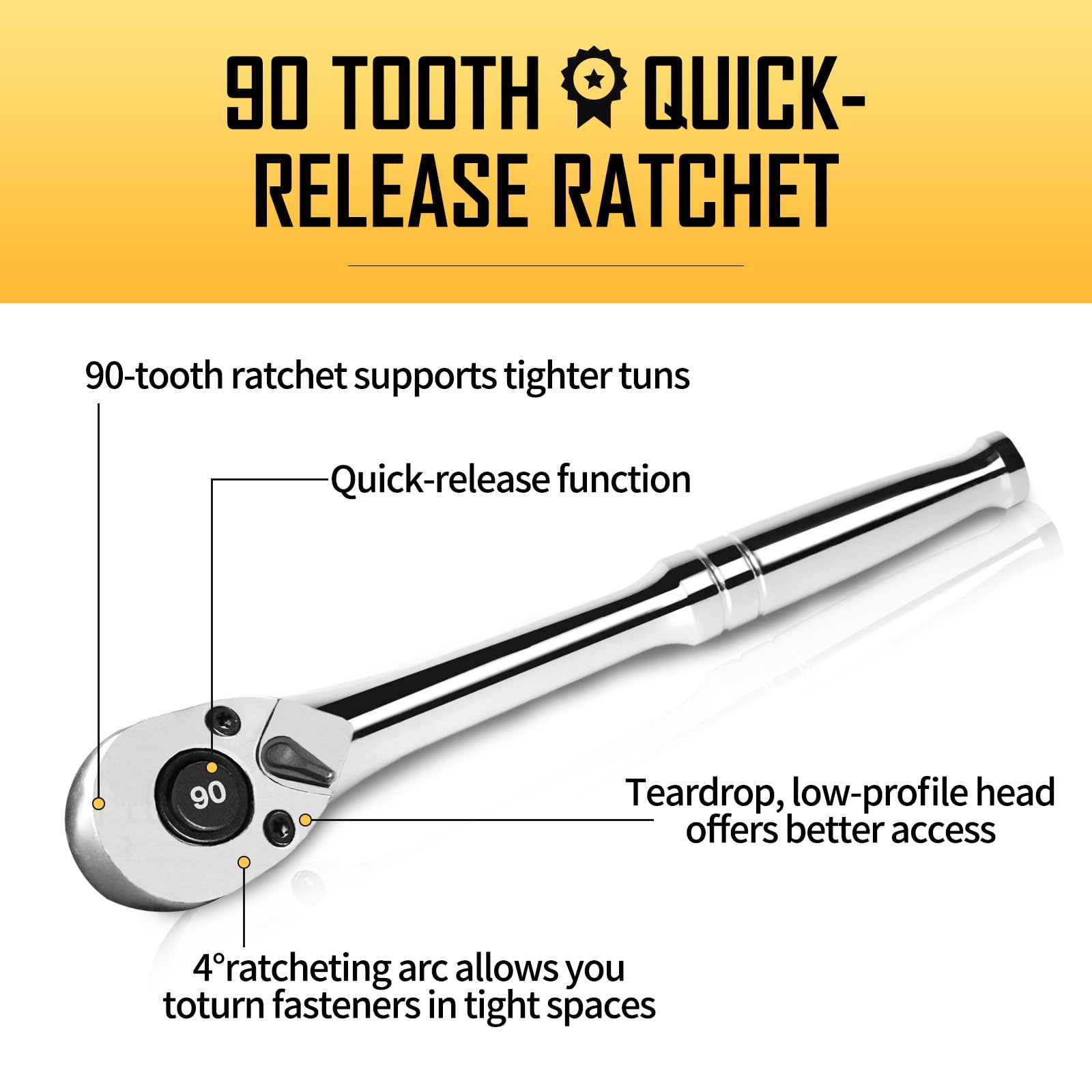 BoenTools 3/8" Drive 90-Tooth Ratchet Wrench - BOEN