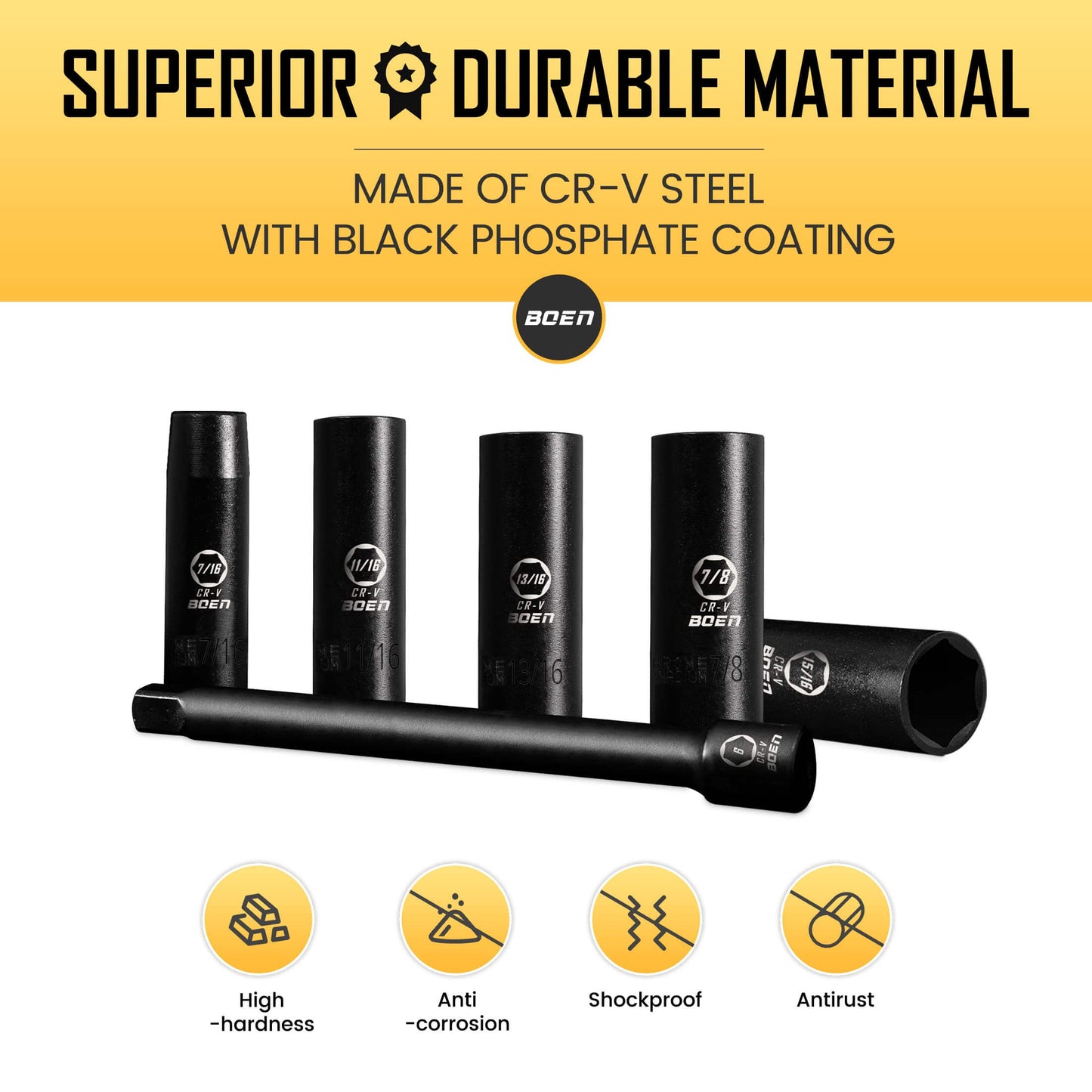 BOENTools 3/8 Drive Socket Set Sae-15 Pcs - BOEN