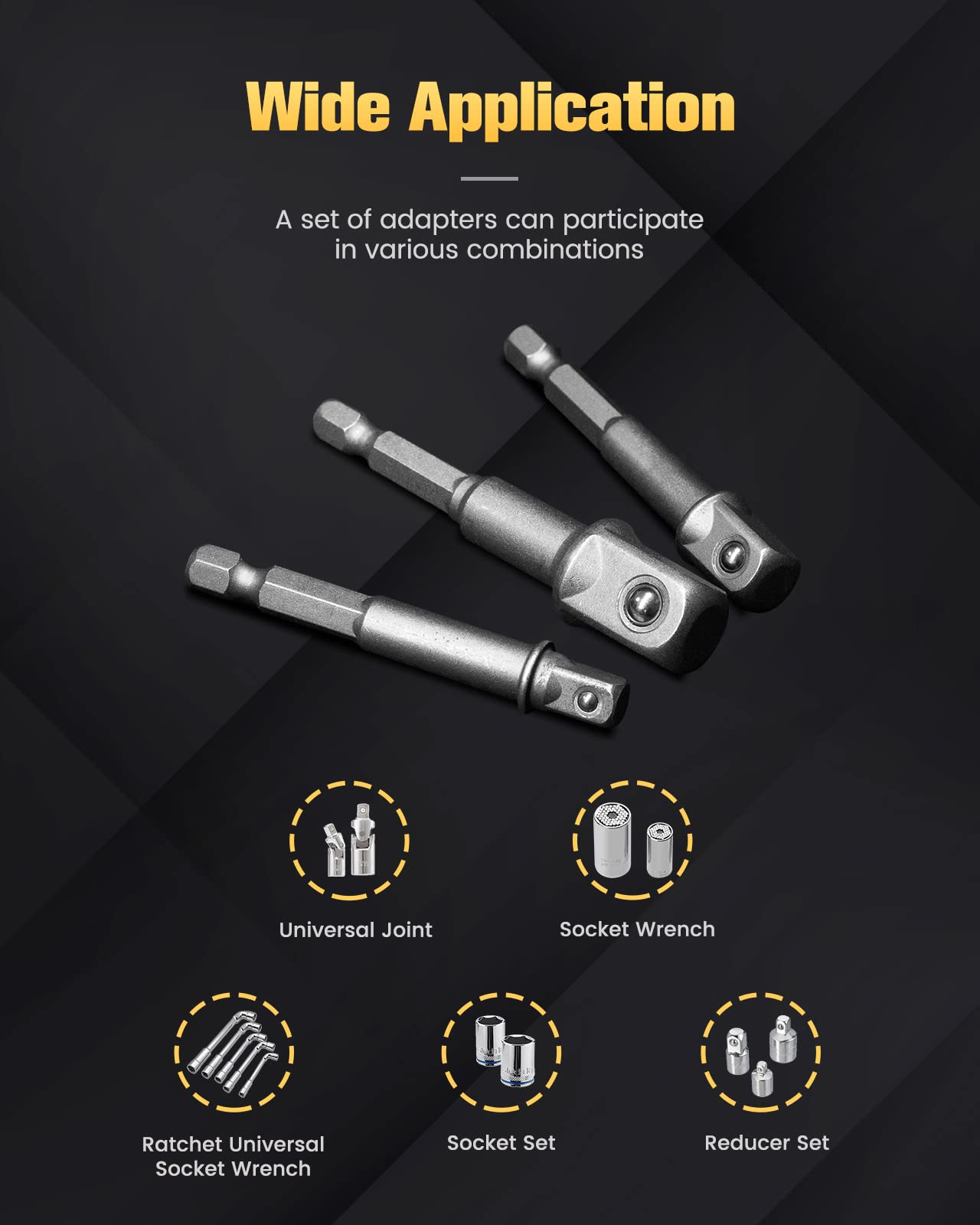 Boentools Impact Grade Drill Bit Adapter Set 3pcs Sae - BOEN