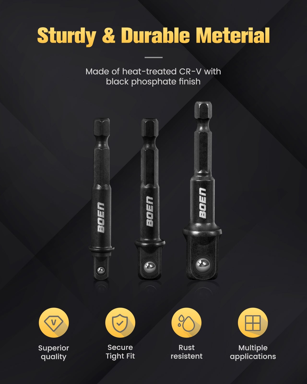 BOENTools Upgraded 1/4 Inch Impact Grade Drill Bit Socket Set - BOEN
