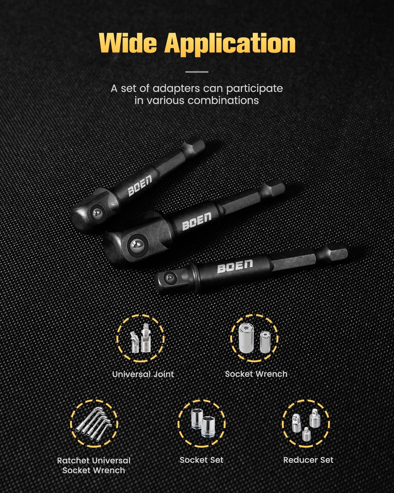 BOENTools Upgraded 1/4 Inch Impact Grade Drill Bit Socket Set - BOEN