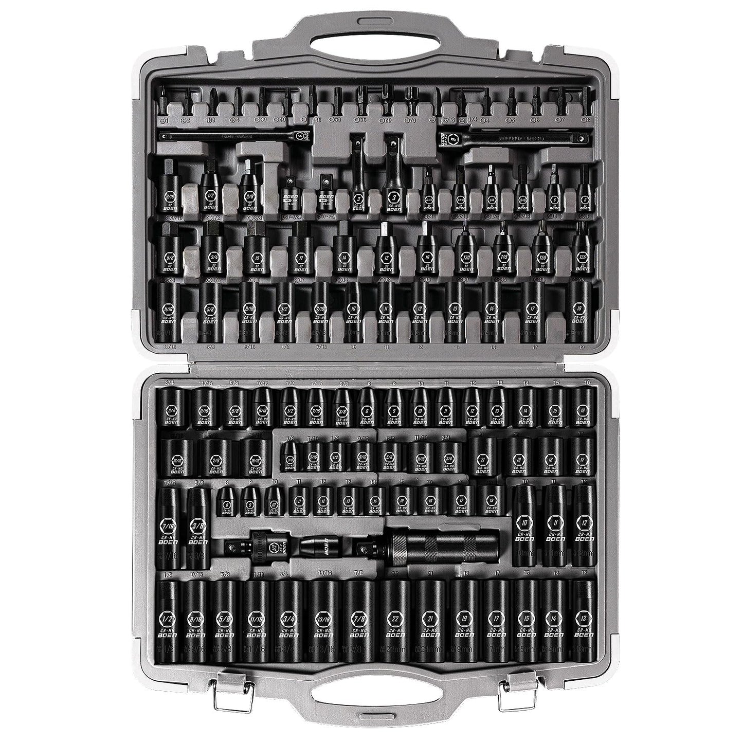 BOEN Tools 1/2" & 3/8" Deep Impact Socket Set Cr-MO -119 Pcs - BOEN