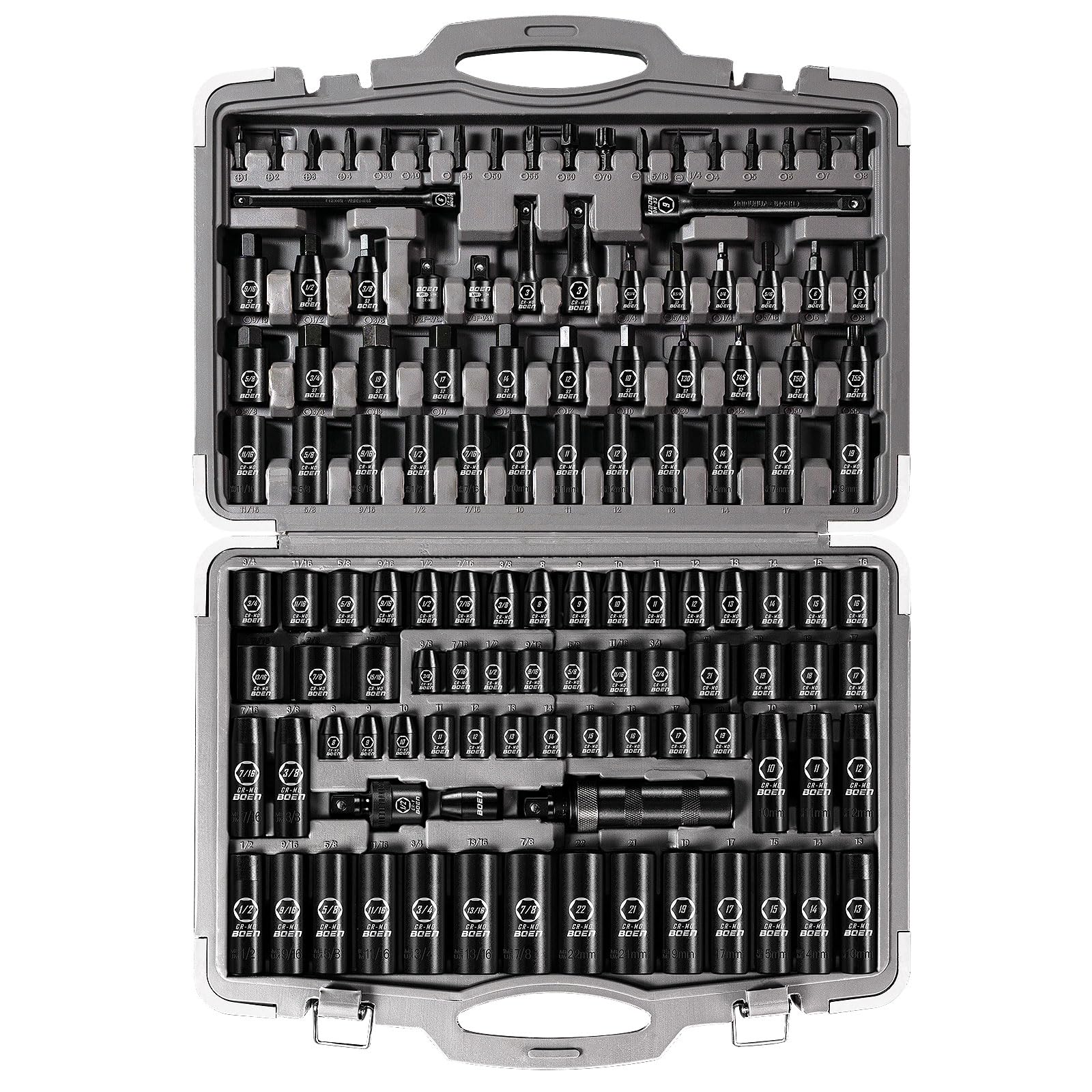 BOEN Tools 1/2" & 3/8" Deep Impact Socket Set Cr-MO -119 Pcs - BOEN