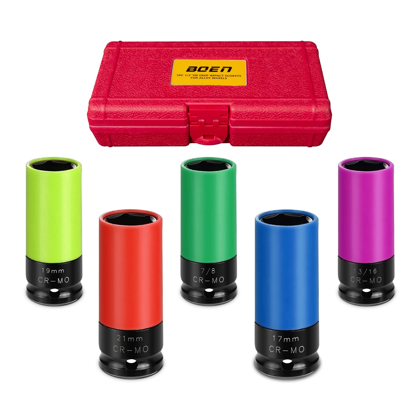 BOEN Tools 1/2" Drive Non-Marring Lug Nut Thin Wall Deep Socket Set - BOEN