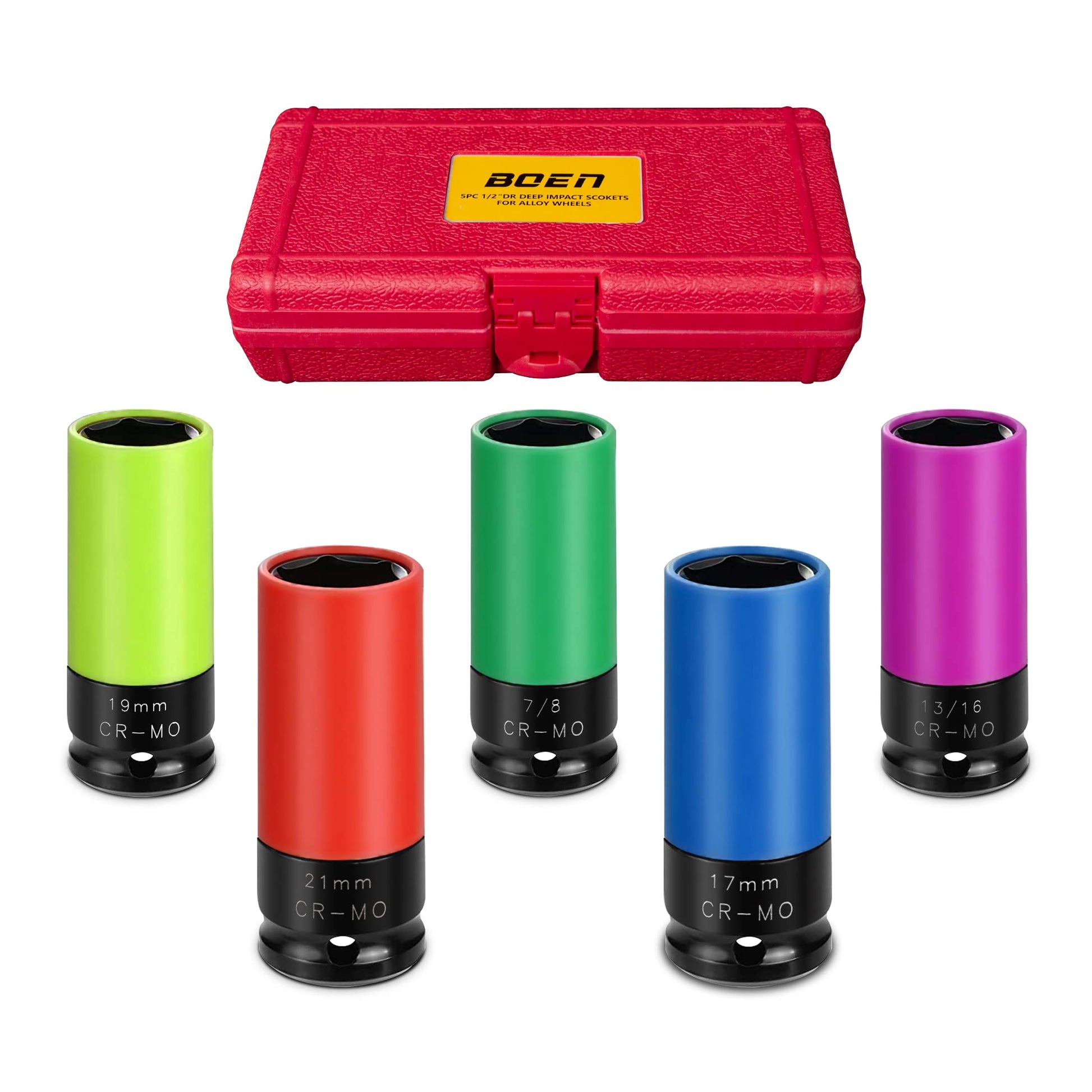 BOEN Tools 1/2" Drive Non-Marring Lug Nut Thin Wall Deep Socket Set - BOEN