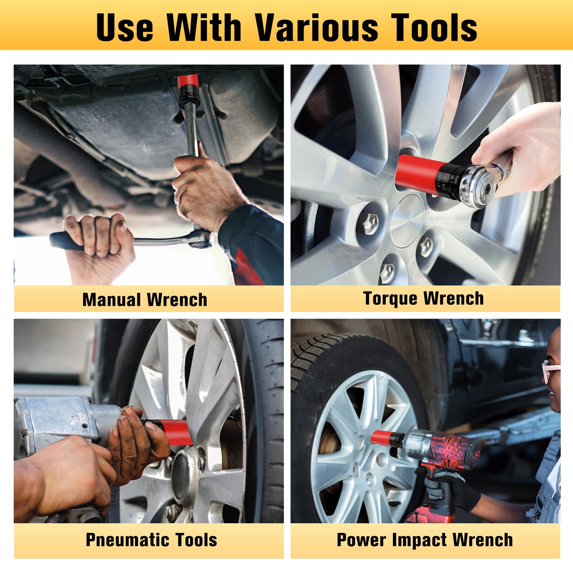 BOEN Tools 1/2" Drive Non-Marring Lug Nut Thin Wall Deep Socket Set - BOEN