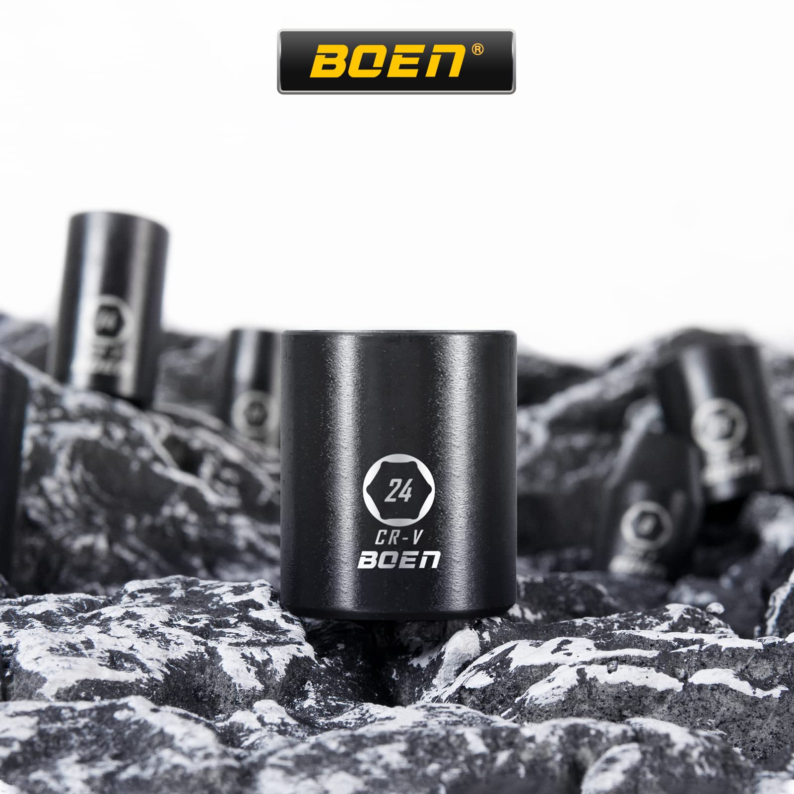 BOEN Tools 1/2" Drive Shallow Impact Socket Set Metric - 17 Pcs - BOEN