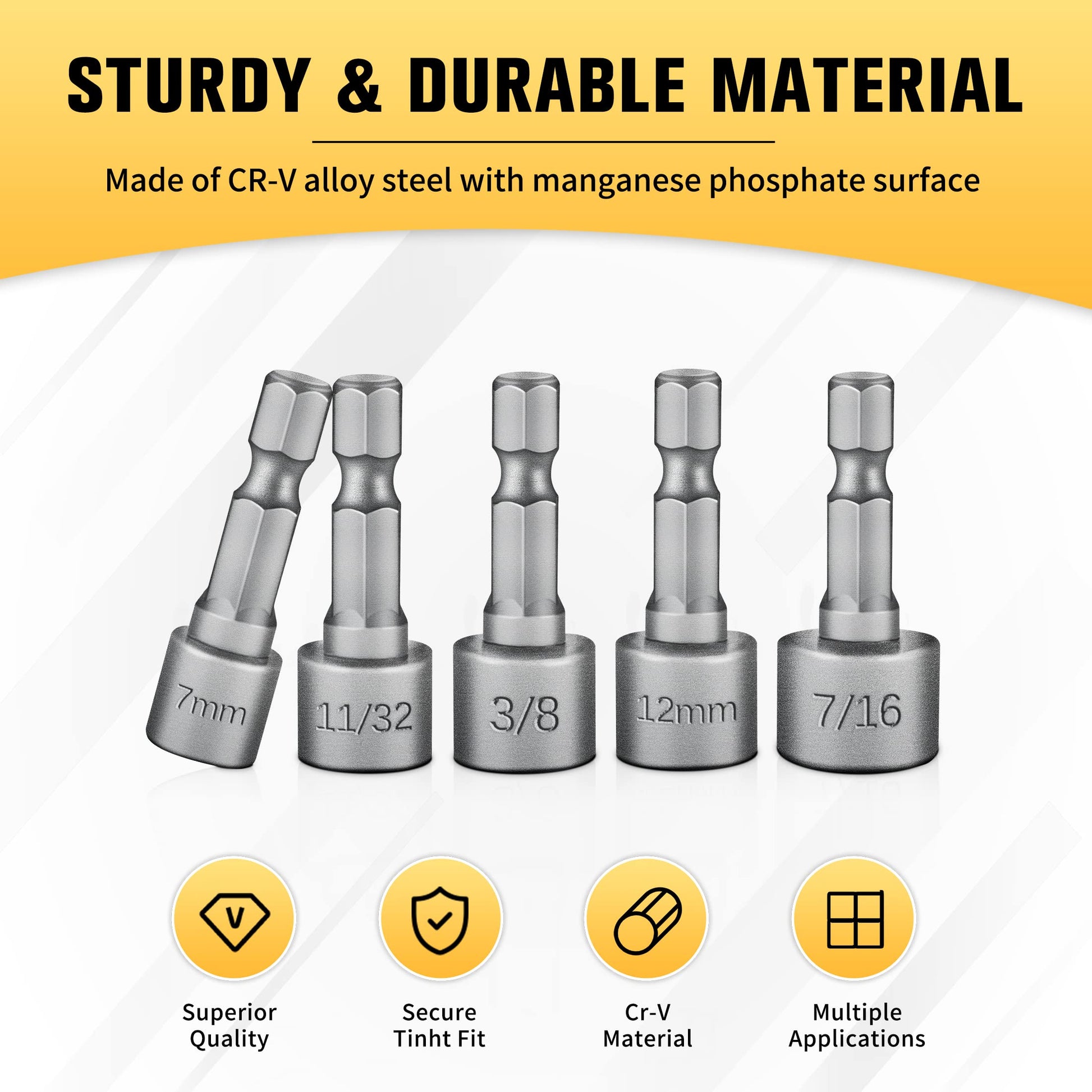 BOEN Tools 1/4Inch Driver Power Nuts Driver Drill Bits Set Metric & SAE - BOEN
