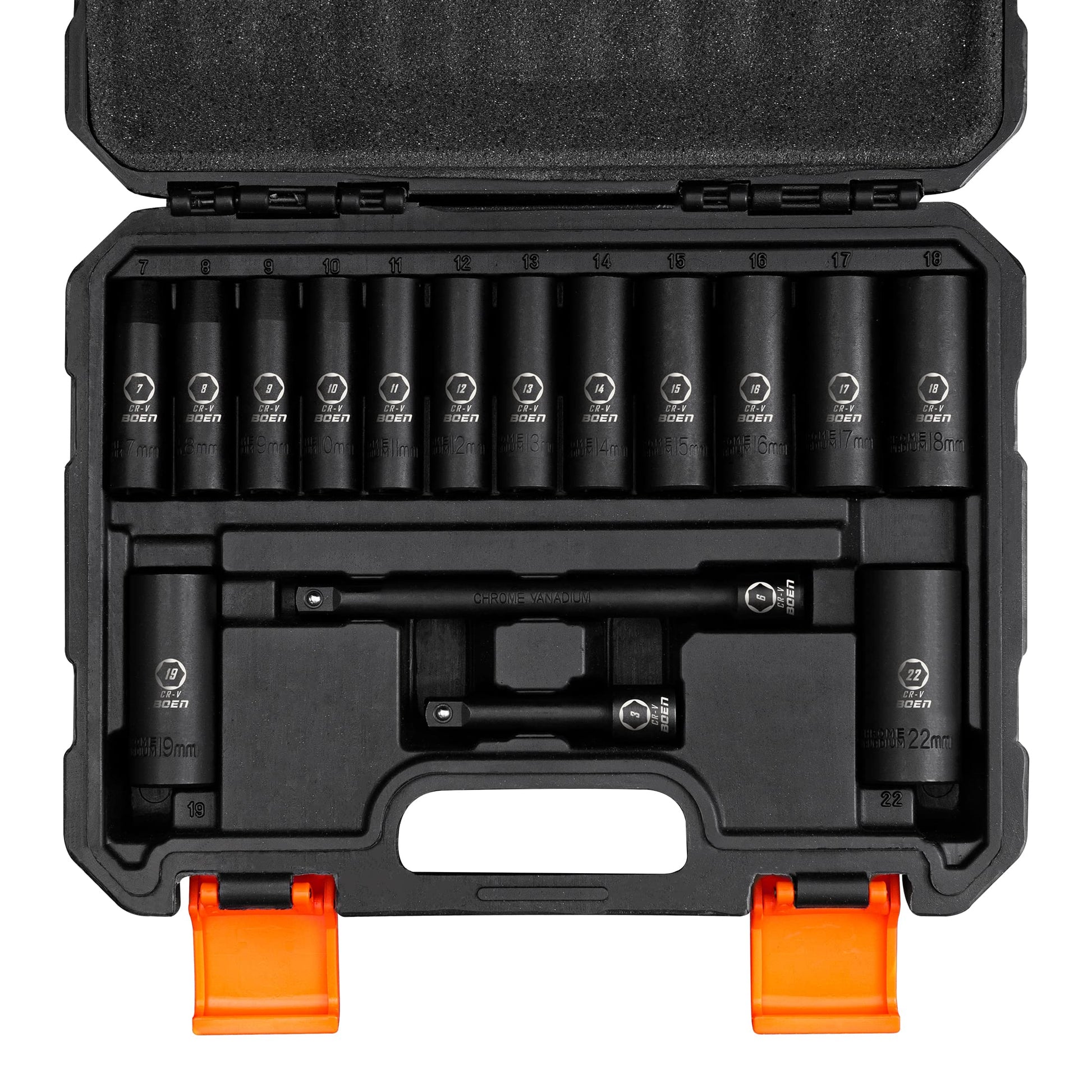 BOEN Tools 3/8" Drive Deep Impact Socket Set Metric - 16Pcs - BOEN
