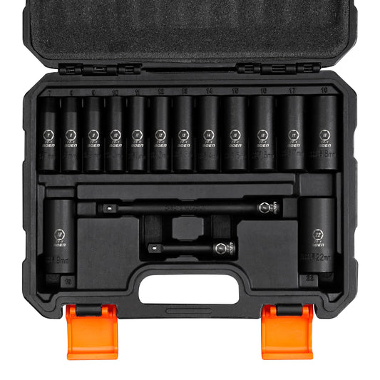 BOEN Tools 3/8" Drive Deep Impact Socket Set Metric - 16Pcs - BOEN