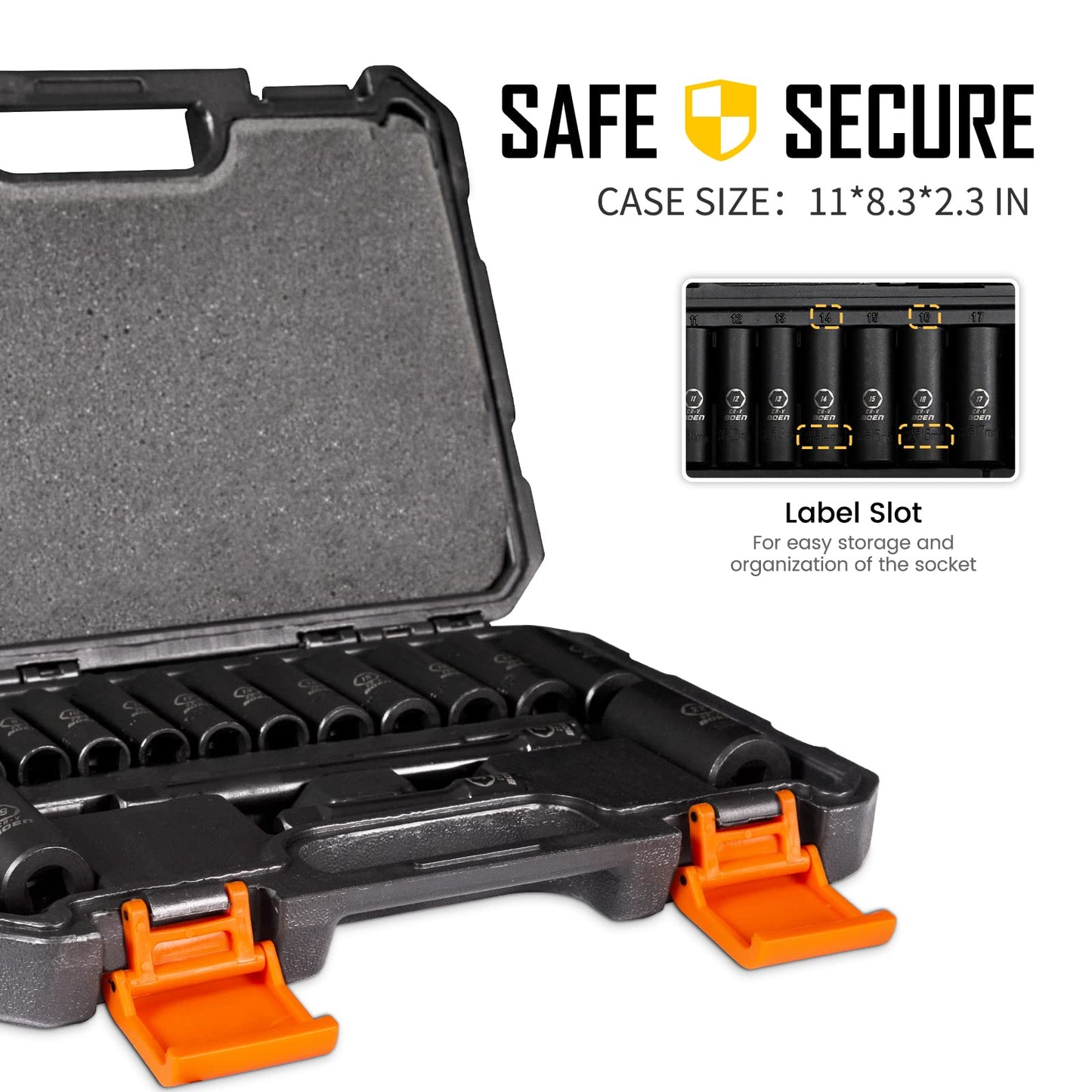 BOEN Tools 3/8" Drive Deep Impact Socket Set Metric - 16Pcs - BOEN