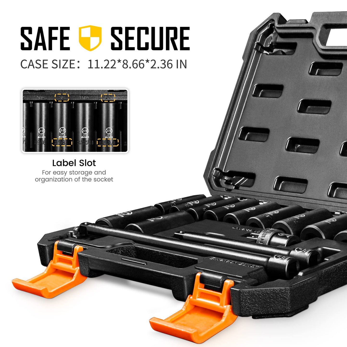 BOEN Tools 3/8 In. Driver Impact Deep Socket Set SAE -14 Pcs - BOEN