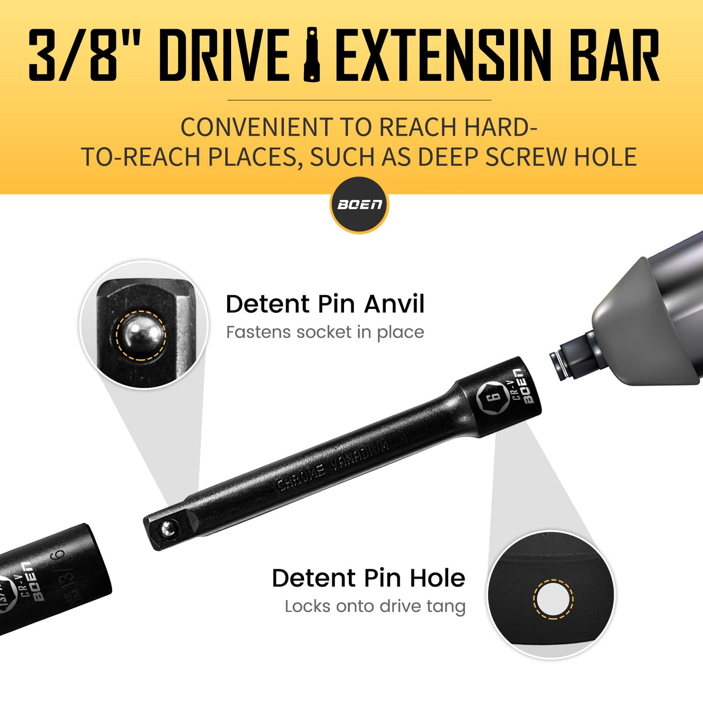 BOEN Tools 3/8 In. Driver Impact Deep Socket Set SAE -14 Pcs - BOEN