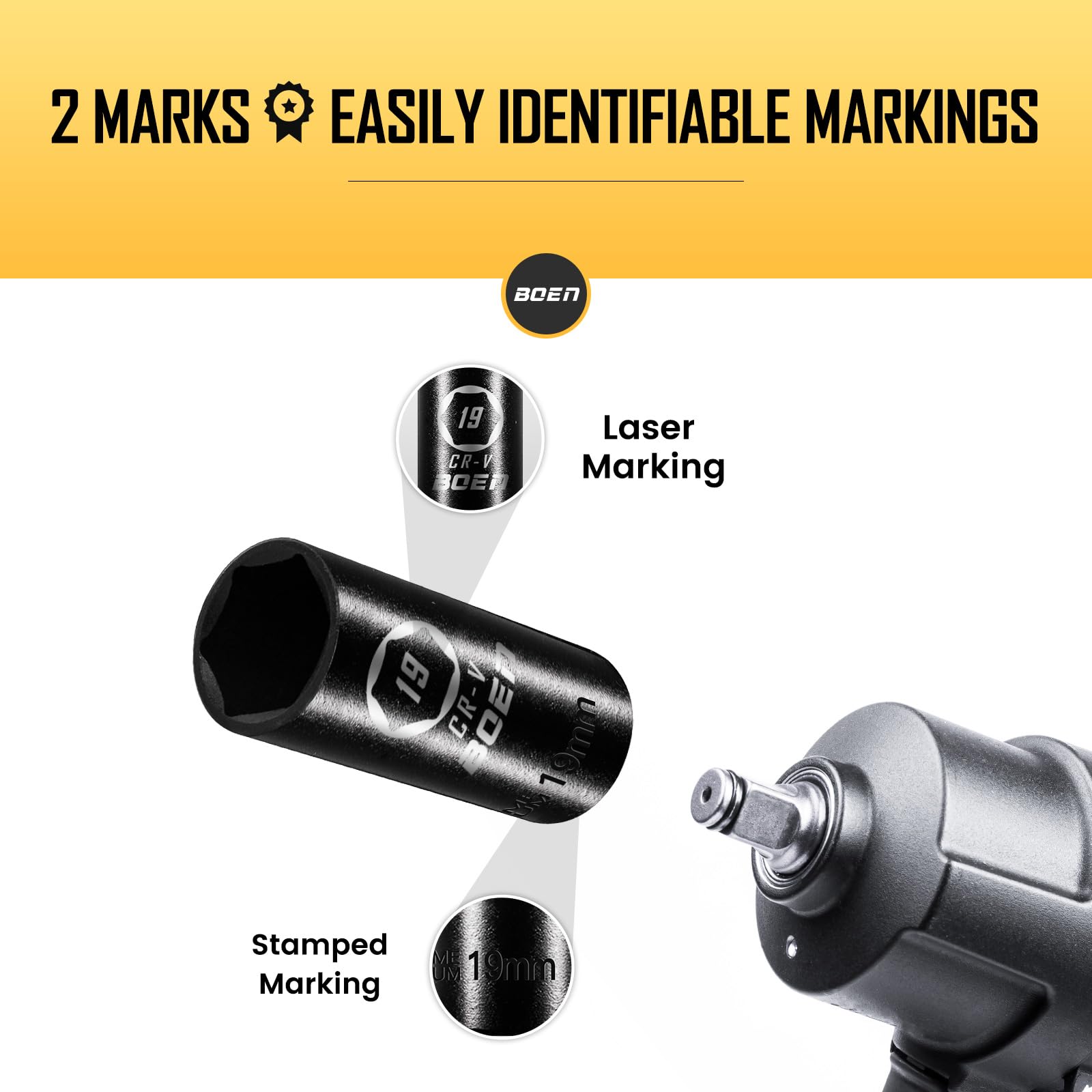 BOENTools 1/2" Drive 19mm Deep Impact Metric Socket - BOEN