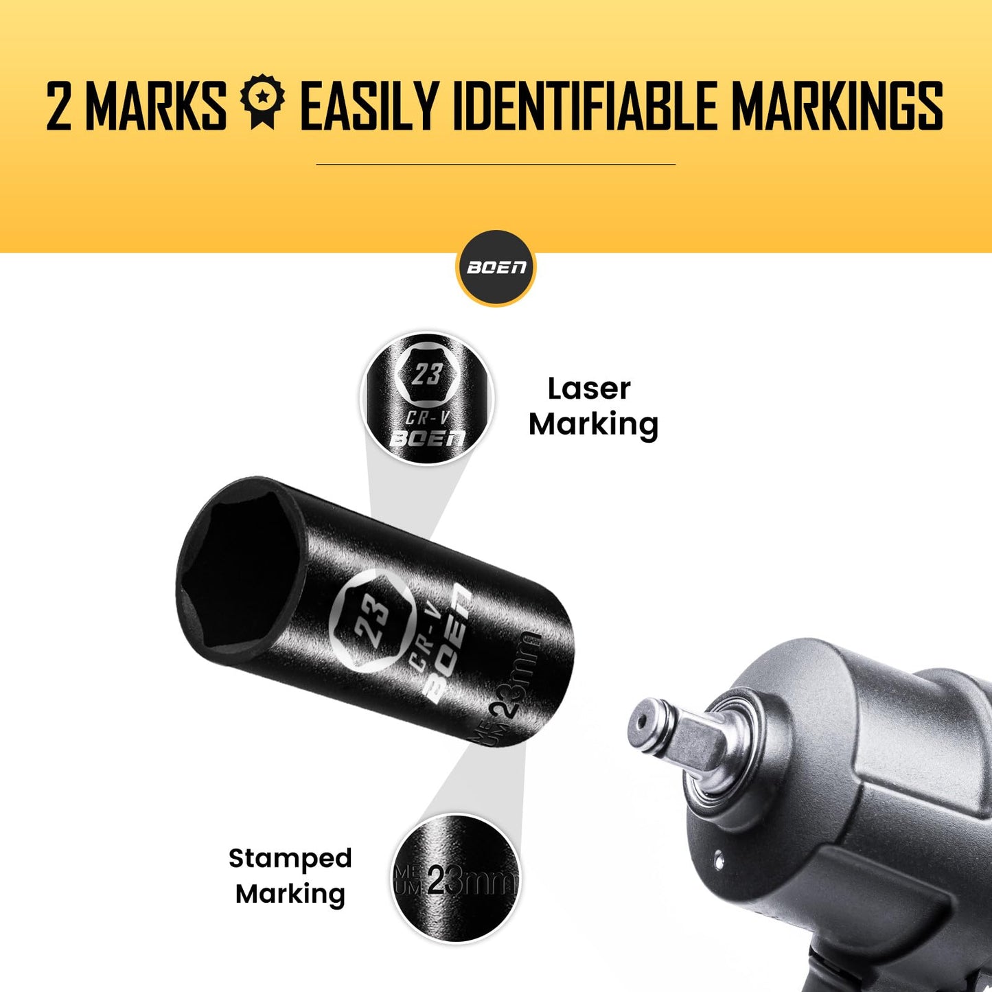 BOENTools 1/2" Drive 23mm Metric Impact Socket - BOEN