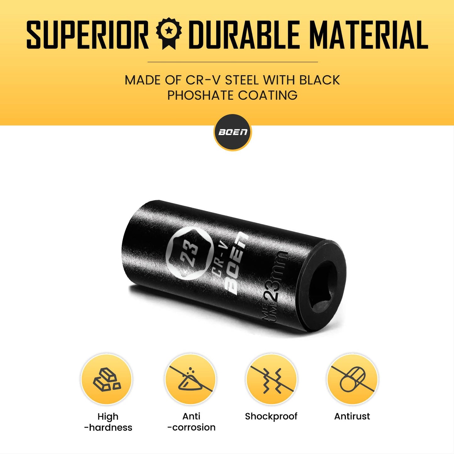 BOENTools 1/2" Drive 23mm Metric Impact Socket - BOEN