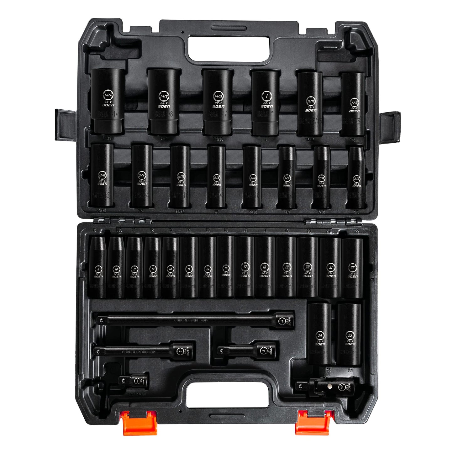 BOENTools 35pc 1/2" Impact Socket Set - SAE/Metric CRV - BOEN
