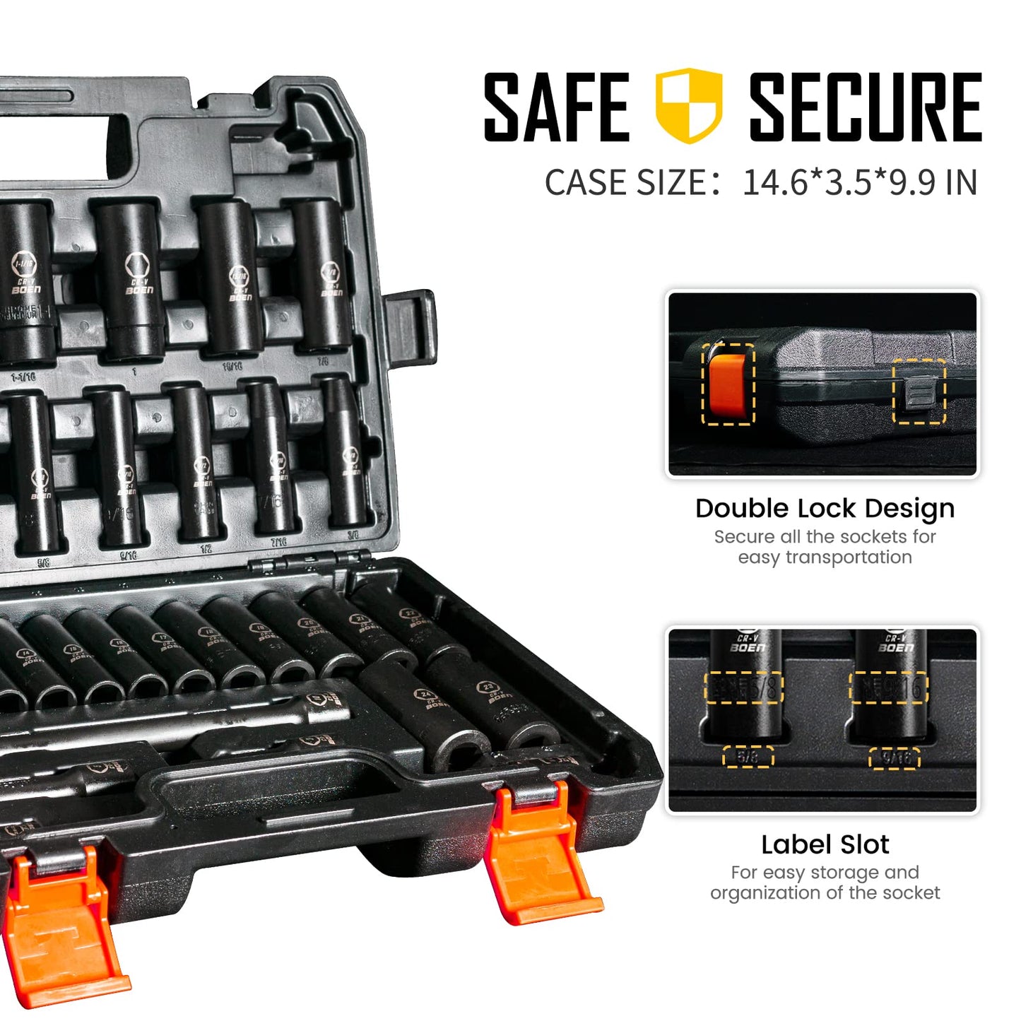 BOENTools 35pc 1/2" Impact Socket Set - SAE/Metric CRV - BOEN