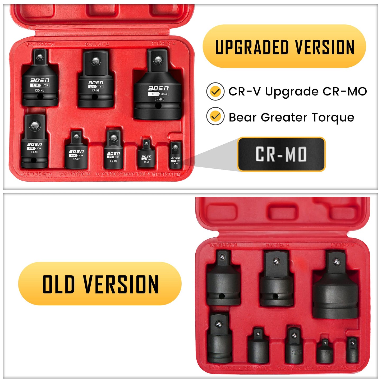 BOENTools 8Pc Impact Socket Adapter/Reducer Set - BOEN