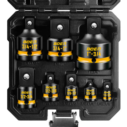 BOEN 8-Piece Impact Socket Adapter & Reducer Set, 1/4, 3/8, 1/2", 3/4", Cr-Mo Steel Impact Driver & Wrench Conversion Kit with Deep Embossed and Painted Marking