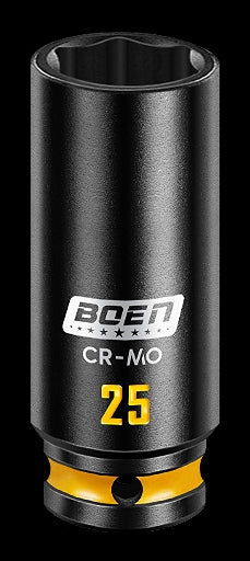 BOEN Tools 1/2” Drive Metric, Impact Deep&Shollow Socket 25mm，CR-MO