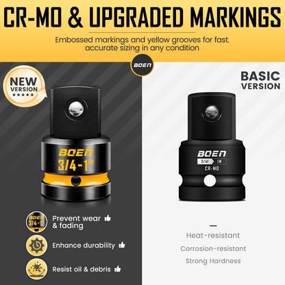 boen PRO 3/4" F to 1" M Impact Socket Adapter, Impact Driver Conversions for Impact Wrench, CR-MO Steel, Embossed and Painted Marking