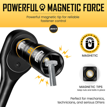 boen Magnetic Socket Extension, 1/2" Drive Magnetic Socket Adapters for Keep Bolts, CR-MO Steel Extension Bars with Magnetic Tips