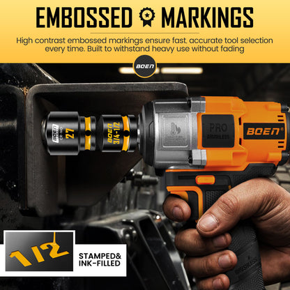 boen PRO 3/4" F to 1/2" M Impact Socket Reducer, Impact Driver Conversions for Impact Wrench, CR-MO Steel, Embossed and Painted Marking