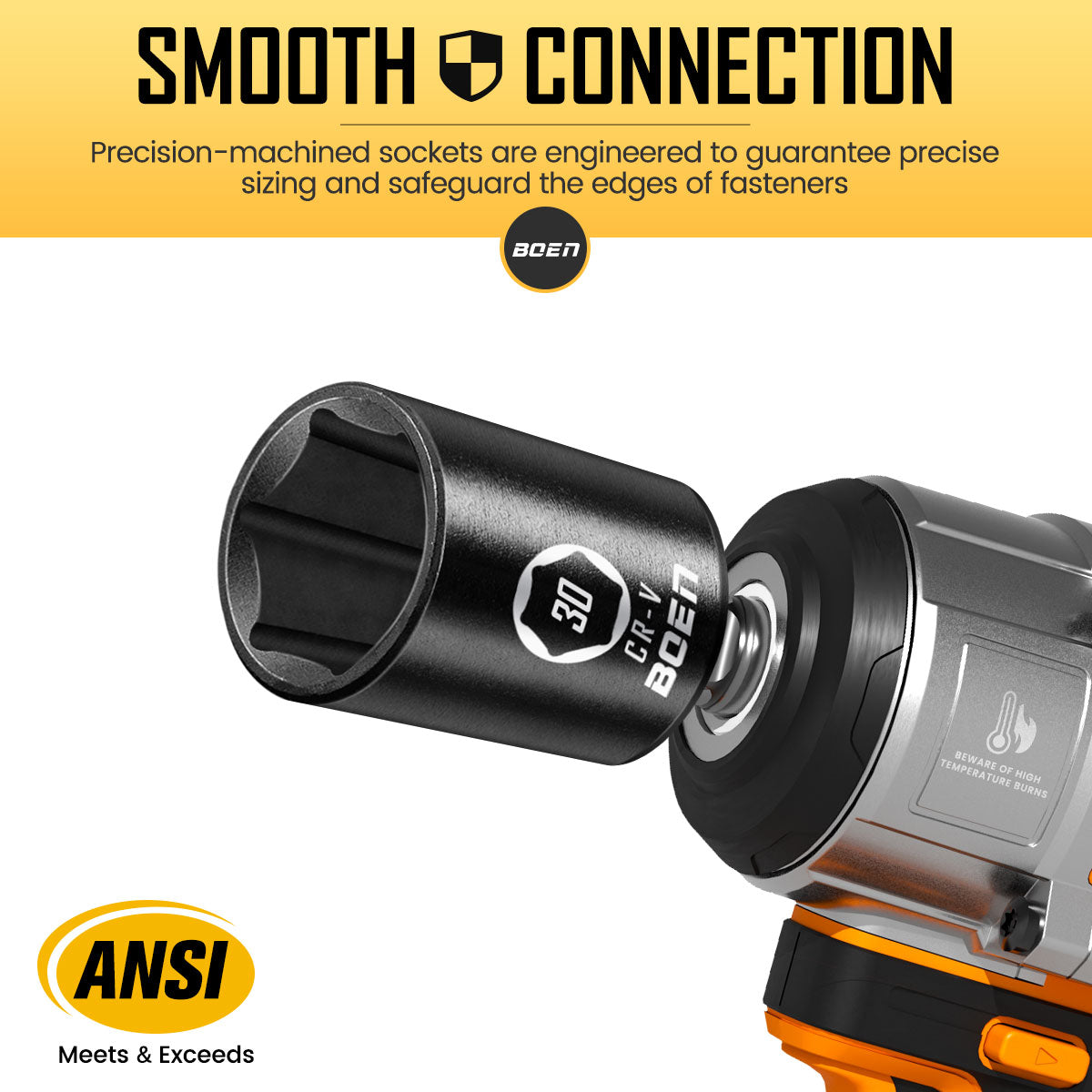boen 8mm-32mm 1/2” Drive Metric Socket Set, Impact Shallow Socket, 6 Point Lug Nut Socket for Auto Repair with Portable Case, CR-V Steel, 29PCS