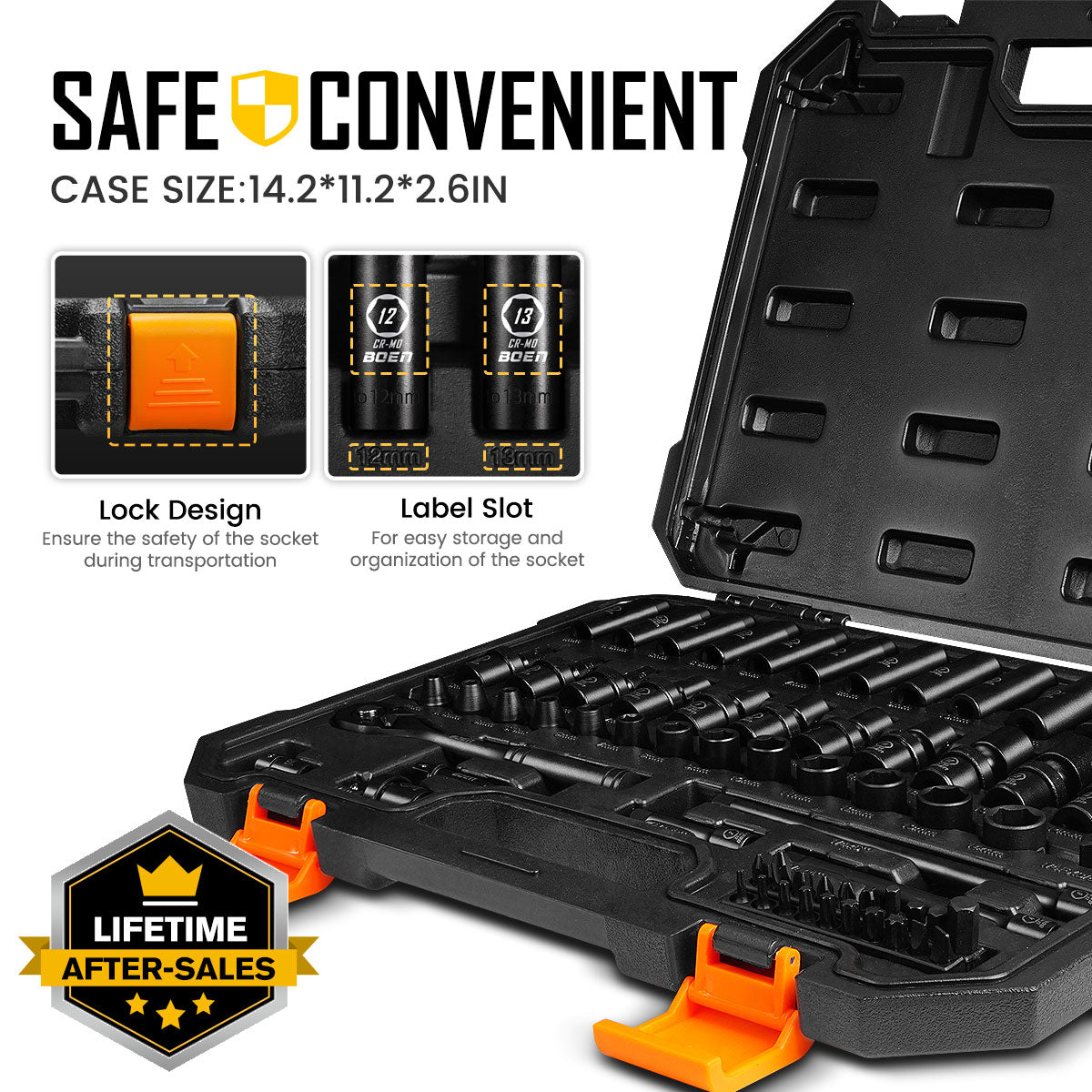 BOEN 1/4" Drive Metric Impact Socket Set, 66-Piece (4-14mm) Deep & Shallow Kit, Includes 5-15mm Swivel Sockets, 72T Ratchet Handle, 2", 4", 6" Extension Bar, Adapters, Universal Joint & Impact Bit