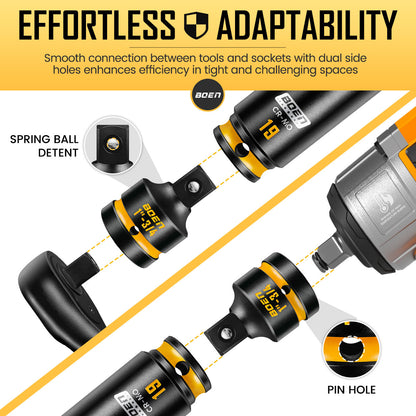 boen PRO 1" F to 3/4" M Impact Socket Reducer, Impact Driver Conversions for Impact Wrench, CR-MO Steel, Embossed and Painted Marking