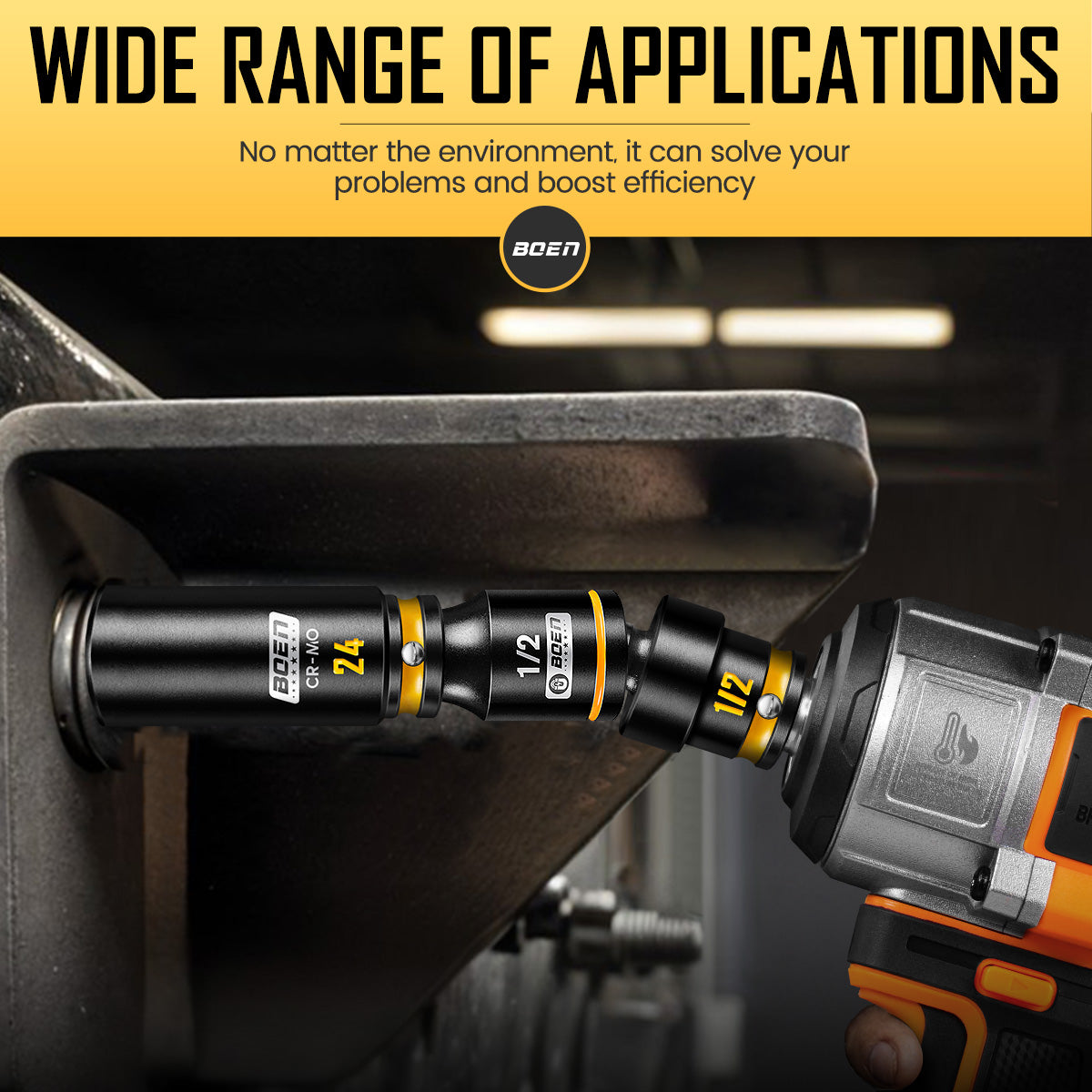 boen Magnetic Socket Extension, 1/2" Drive Magnetic Socket Adapters for Keep Bolts, CR-MO Steel Extension Bars with Magnetic Tips