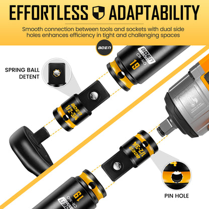 boen PRO 1/2" F to 3/4" M Impact Socket Adapter, Impact Driver Conversions for Impact Wrench, CR-MO Steel, Embossed and Painted Marking