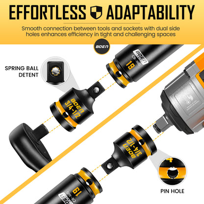 boen PRO 3/4" F to 1/2" M Impact Socket Reducer, Impact Driver Conversions for Impact Wrench, CR-MO Steel, Embossed and Painted Marking