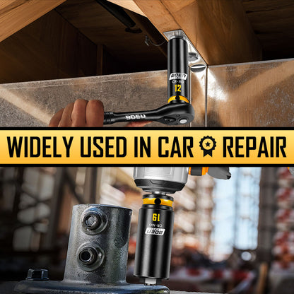 boen 13PCS 7mm-21mm 3/8” Drive Metric Socket Set, Impact Deep Socket, 6-Point with Yellow Embossed Marking, CR-MO Steel