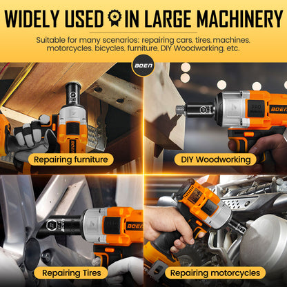 BOEN 3/8" Drive Impact Socket Set, 6 Point 44-Piece SAE (5/16 to 3/4 inch) and Metric (8-19mm, 21mm, 22mm) Full, Deep & Shallow Socket Kit, Cr-V Steel for Impact Wrench and Ratchet Handle